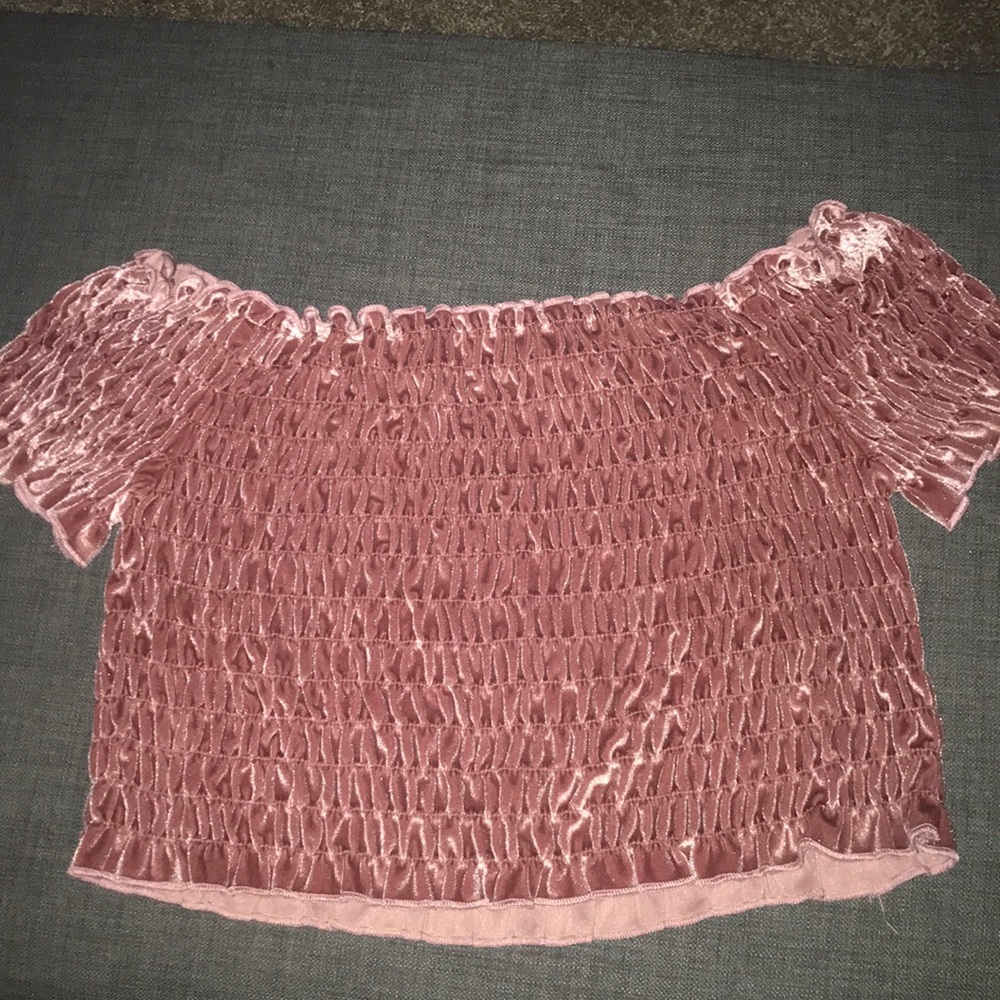 Pink velvet crop top